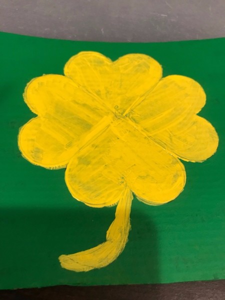 St. Patrick's Day Theme Hanging Wall Sign - yellow four leaf clover