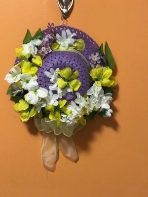 Easter Bonnet Door Wreath - finished wreath