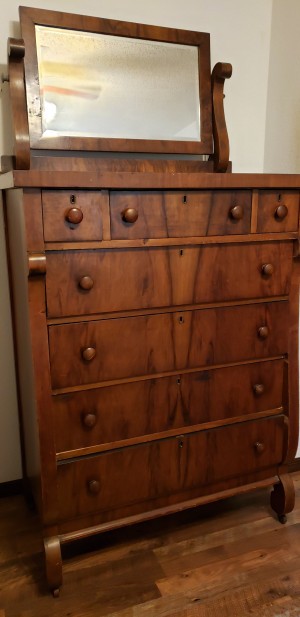 Value of an Antique Bedroom Set - tall dresser with mirror on top