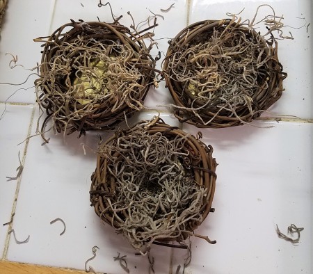 Tiny Egg Nest Magnets - turn over and lightly glue the moss inside of the wreath