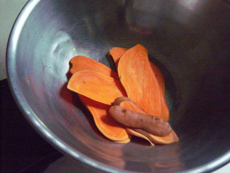 Sweet Potato slices in bowl