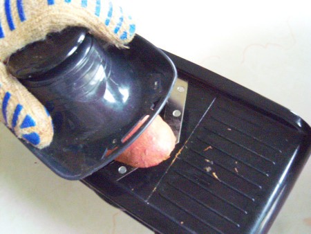 slicing Sweet Potatoes