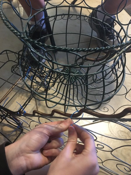 Re-Cycle Planter - adding a round basket as the seat