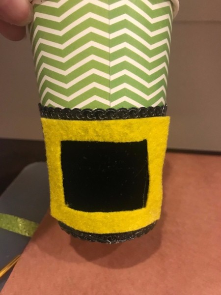 Leprechaun Hat Cup - glue the ribbon around the cup