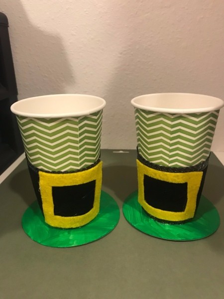 Leprechaun Hat Cup - glue the cups to the painted circles