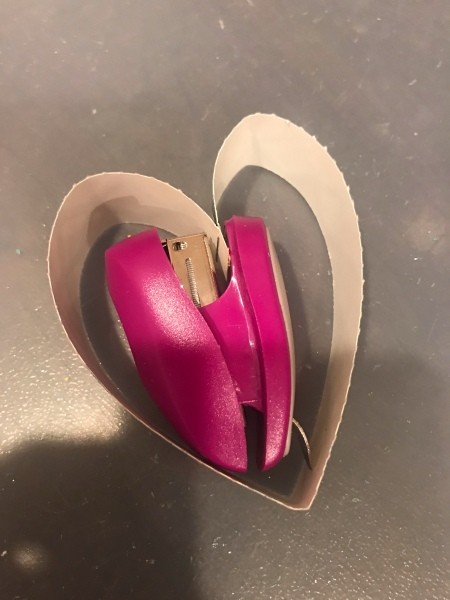 Four-leafed Clover Hanging Door Decoration - staple to make a heart shape - continue until you have enough for the clover