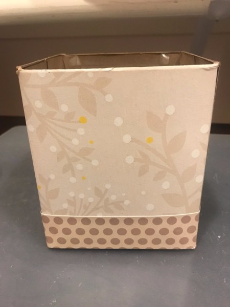 Personalized Initial Tissue Box Easter Basket - cover the wording with the scrapbook paper strips