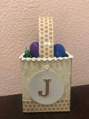 Personalized Initial Tissue Box Easter Basket - paper cir