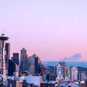 Scenic view of Seattle with Mt. Rainier in the background