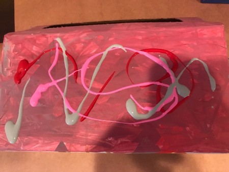 DIY Mail Box from a Kleenex Hand Towel Box  - drizzled paint