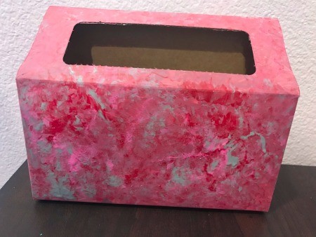DIY Mail Box from a Kleenex Hand Towel Box  - painting step complete