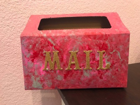 DIY Mail Box from a Kleenex Hand Towel Box  - letters stuck to side of the box