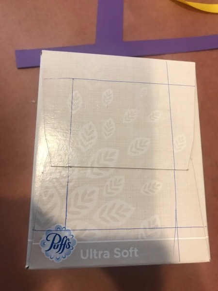 Kids DIY Cardboard Lantern - border lines on the side of the box