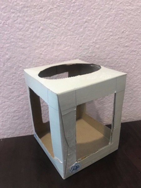 Kids DIY Cardboard Lantern - cut out the box inside the lines