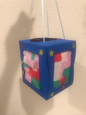 Kids DIY Cardboard Lantern - finished lantern