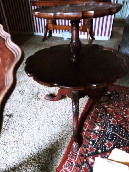Value of a Tilt Top and Tiered Table - two tier mahogany pie crust table