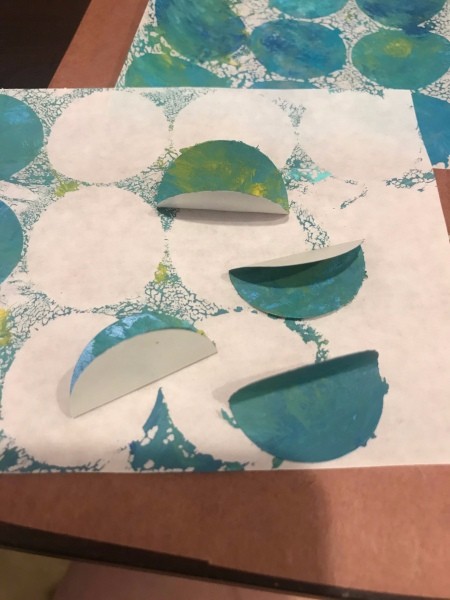 Splatter Paint Sticker Circle Garland - four stickers folded in half painted sides together