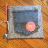 Making a Journal with a Jeans Pocketl - finished bound journal with ribbons tied to spiral binding