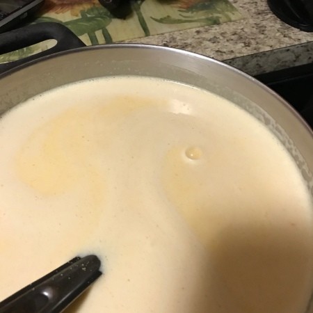 heating milk in pan