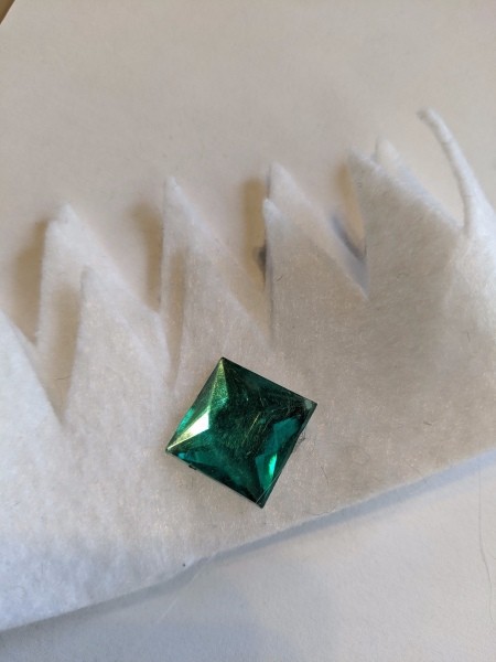 Felt Crown Headband - hot glue on faux jewels, green square on point