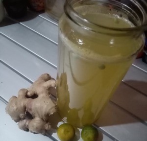 Tea with limes and ginger.