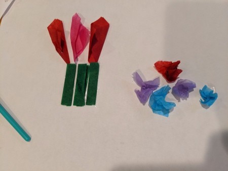 Child's Spring Floral Artwork - fold green pieces to make stems