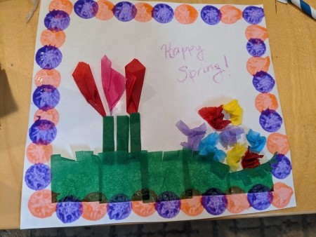 Child's Spring Floral Artwork - cut paper down as needed