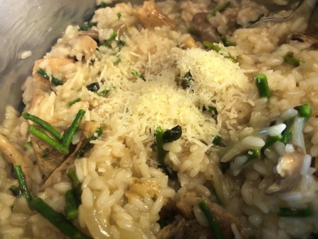 cheese added to Mushroom and Asparagus Risotto