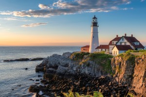 A lighthouse on the Maine coast.