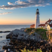 A lighthouse on the Maine coast.