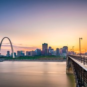 A skyline view of St. Louis, MO.