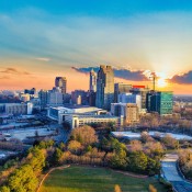 A skyline view of Raleigh, NC.
