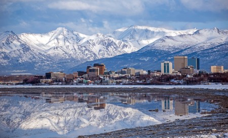 A scenic view of Anchorage, AK.