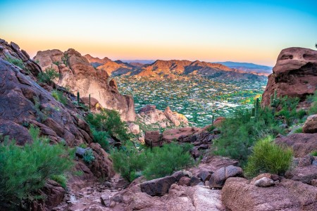 A scenic view from the mountains overlooking Phoenix, AZ