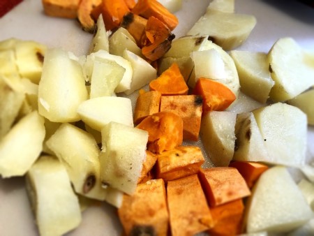 potatoes cut in cubes