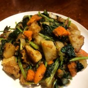 Sweet Potato Spinach Home Fries on plate