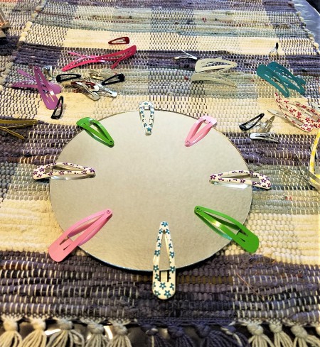 Fun Mirror with Barrettes - begin filling in the spaces