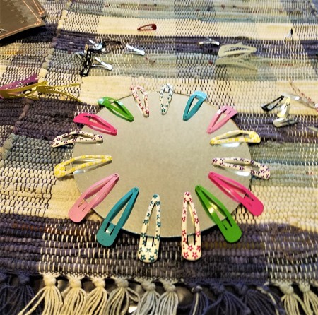 Fun Mirror with Barrettes - corresponding colors places across from each other