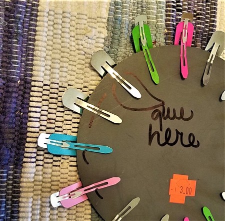 Fun Mirror with Barrettes - closeup of backside ready for gluing