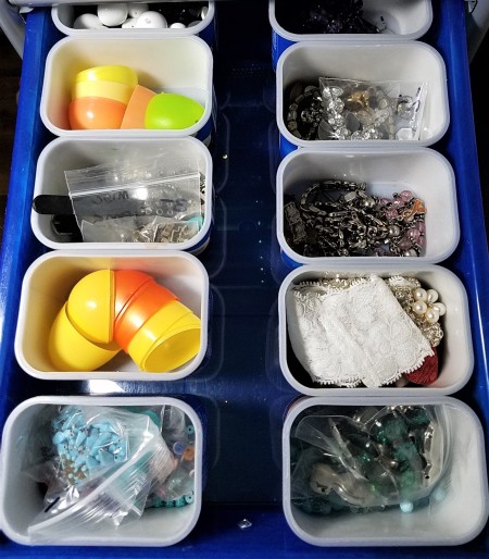 DIY Bead and Small Item Storage - containers filled with craft supplies