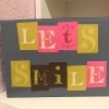 Let's Smile Box Sign Desk Decor - sign box standing on desk