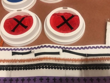 Outdoor Tic Tac Toe Game - make Xs on the red lids with sticker ribbon