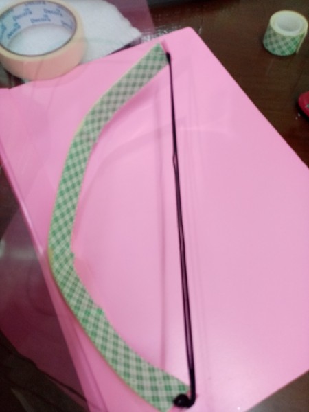 DIY Corona Face Shield - elastic attached at both ends of the tape