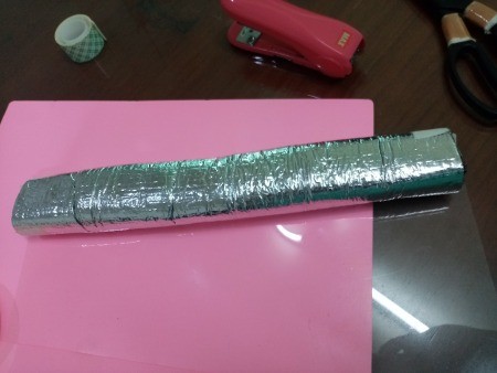 DIY Corona Face Shield - foam tube stuck to the tape