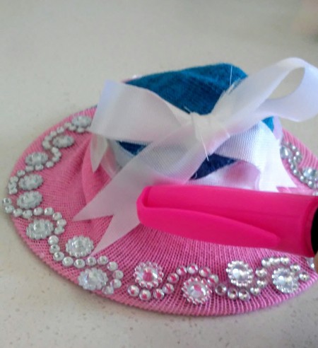 Upcycled Mini Easter Hat - use a marker to press down the ribbon