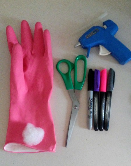 Easter Bunny Puppet from a Dishwashing Glove - supplies