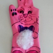 Easter Bunny Puppet from a Dishwashing Glove - other paw and back paws drawn in place - it is done