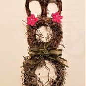 Mini Wreath Bunny - cute bunny wreath with flowers at base of ears and bow around its neck