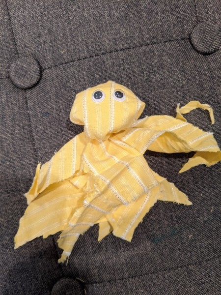 Making a Fabric Octopus - eyes stuck on