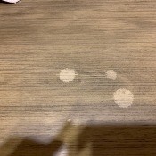 Nail Polish Remover Damaged Stained Table - three spots on table top
